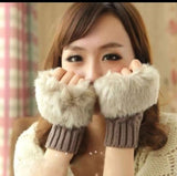 women Gloves stylish Hand Winter warm Half Finger mitten Ladies woolen Gloves