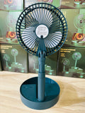 Electric Fan Mini Foldable Telescopic Fan Low Noise Portable Folding Telescopic Small Desktop Fan High Battery Life USB Rechargeable Floor Fan For Student Dormitory Home Outdoor Camping Office